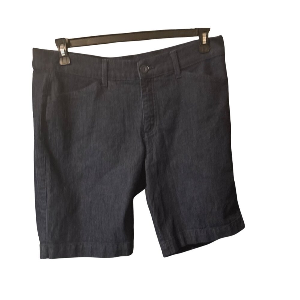 St John’s Bay Denim Shorts Bermuda Dark Blue 14 Petite Womens PKTS Stretch Waist
